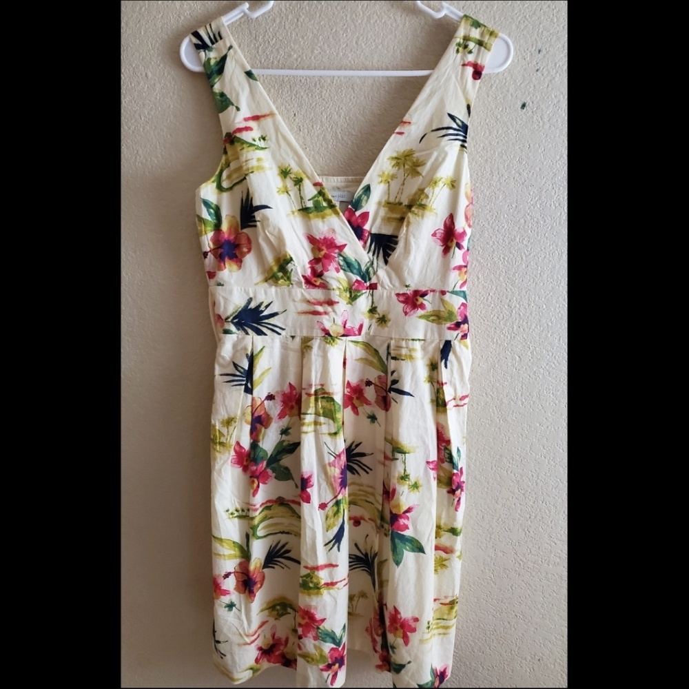 Garnet Hill Floral Sleeveless Wrap Spring Dress